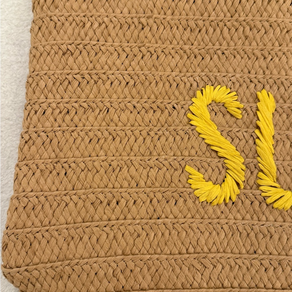 Oversized Straw Tote Bag with Sunshine Embroidery - Picture 4 of 8